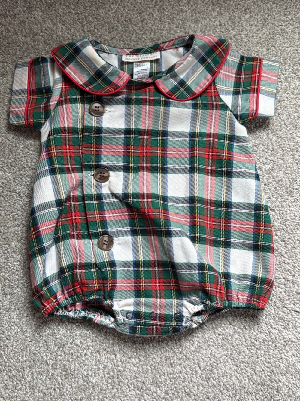 The Beaufort Bonnet Company Plaid One-Piece in Red, Green & Cream